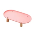 thumbnail image 2 of Soporte elevado para comedero de gatos, de plástico antiderrame y con base de madera. Rosa 38cmx21cm, 2 of 9