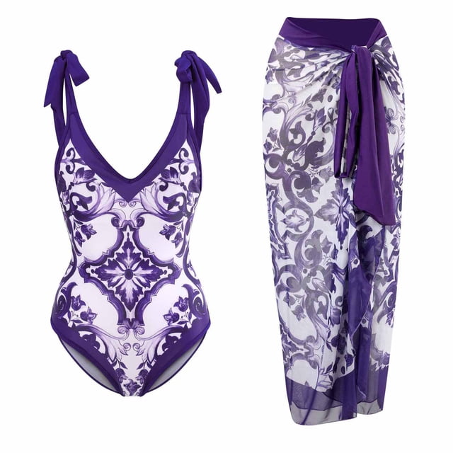Traje de baño para mujer Traje de baño de una pieza Bikini con cordones Traje de baño Falda larga Conjunto de dos piezas de gasa OAVQHLG3B Store lin121212