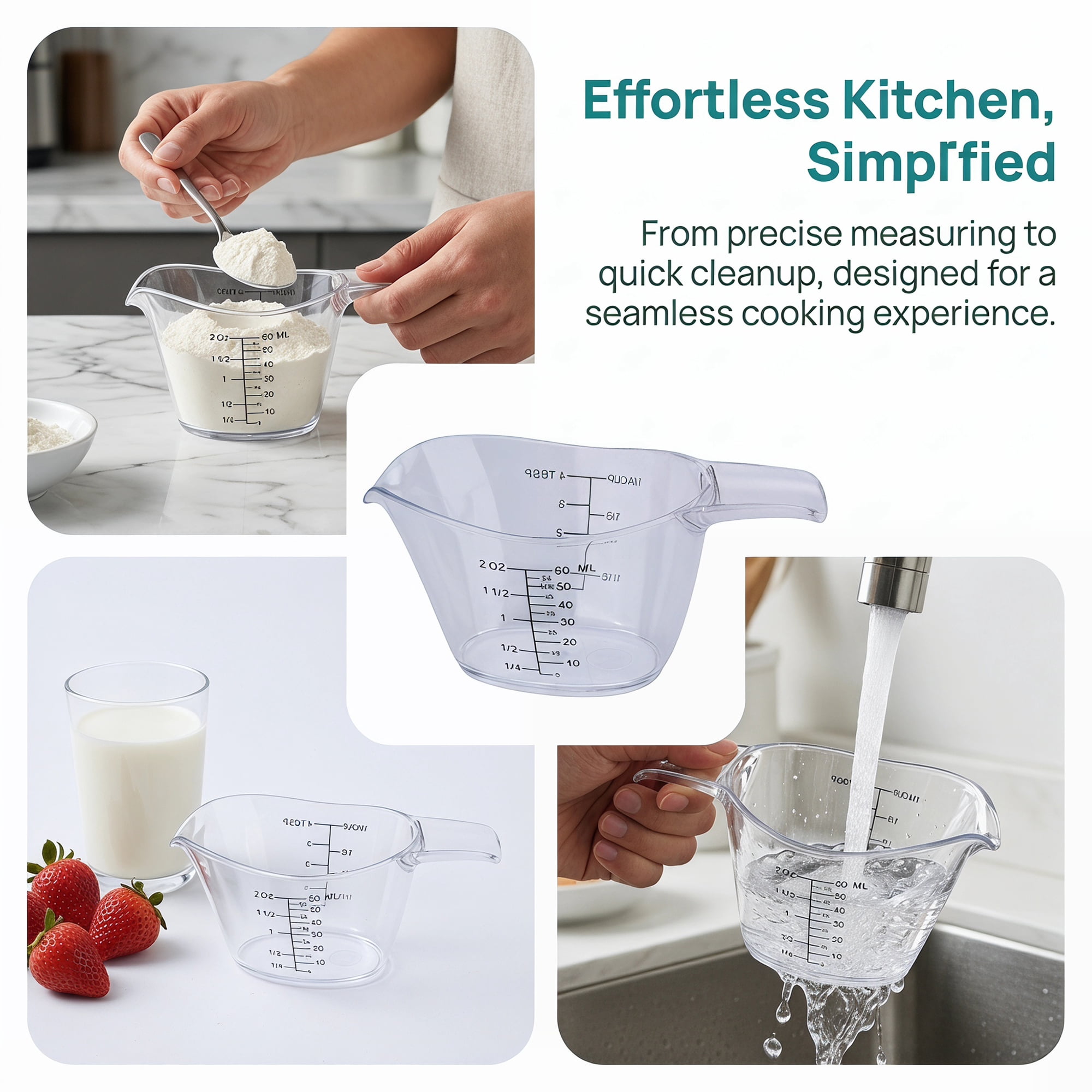 Unique Bargains PS Material Measuring Cup for Kitchen Tasks Clear 60ml