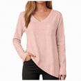 thumbnail image 4 of Towmus Womens Long Sleeve Shirts V Neck Casual Tops Loose Dressy Basic Fall Fashion Trendy Outfits Winter Clothes, 4 of 6
