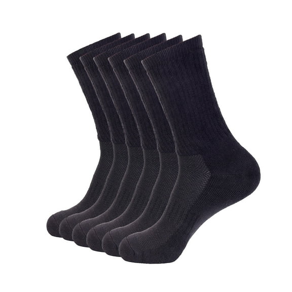 1SOCK2SOCK 6 Pack Athletic Performance Crew Socks For Men and Women - Soft Cotton Blend with Moisture Wicking, Arch Support