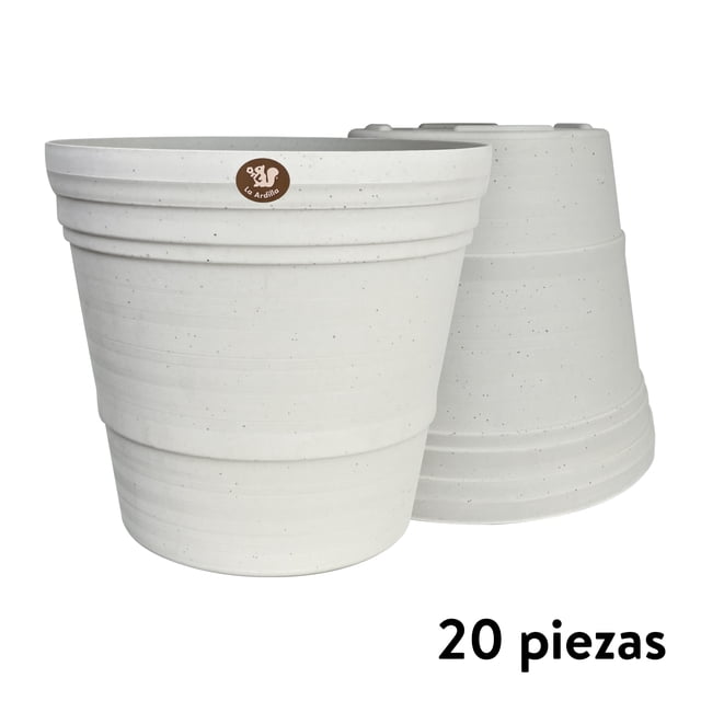 Kit 20 Macetas redondas de plástico La Ardilla para exterior e Interior (Blanco)