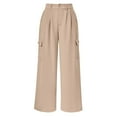 thumbnail image 5 of Futezty Wide Leg Pants for Women Cotton Linen Business Casual Long Trousers Palazzo Pants with Pockets, 5 of 5