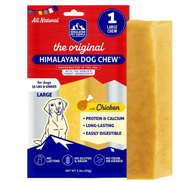 Himalayan Chew Original Yak Cheese, Poulet, 1 Grand Bâton, 3.3 oz, Sans Gluten, Friandises Saines, Sans Grains & Lactose 100 % Naturel, Longue Durée Chews pour Moins de 55 lbs