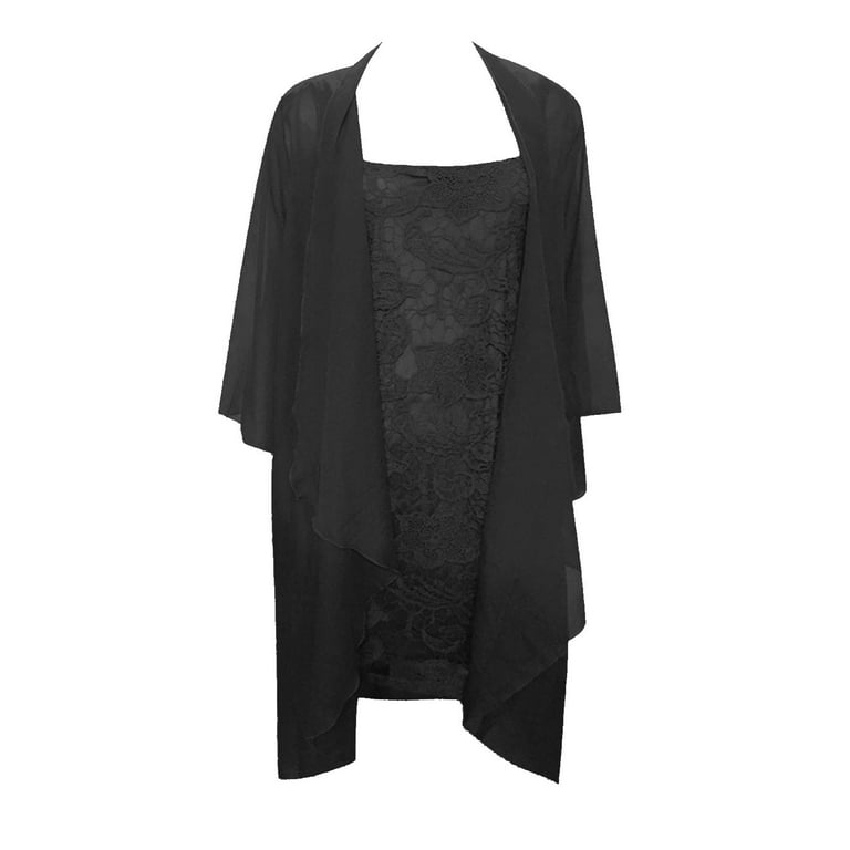 safuny Women's Plus Size Chiffon Dress Sets Floral Lace Splicing Holiday  Long Sleeve Autumn Dresses Winter Scoop Neck Trendy Elegant Casual Daily  Black XXXXXL - Walmart.com