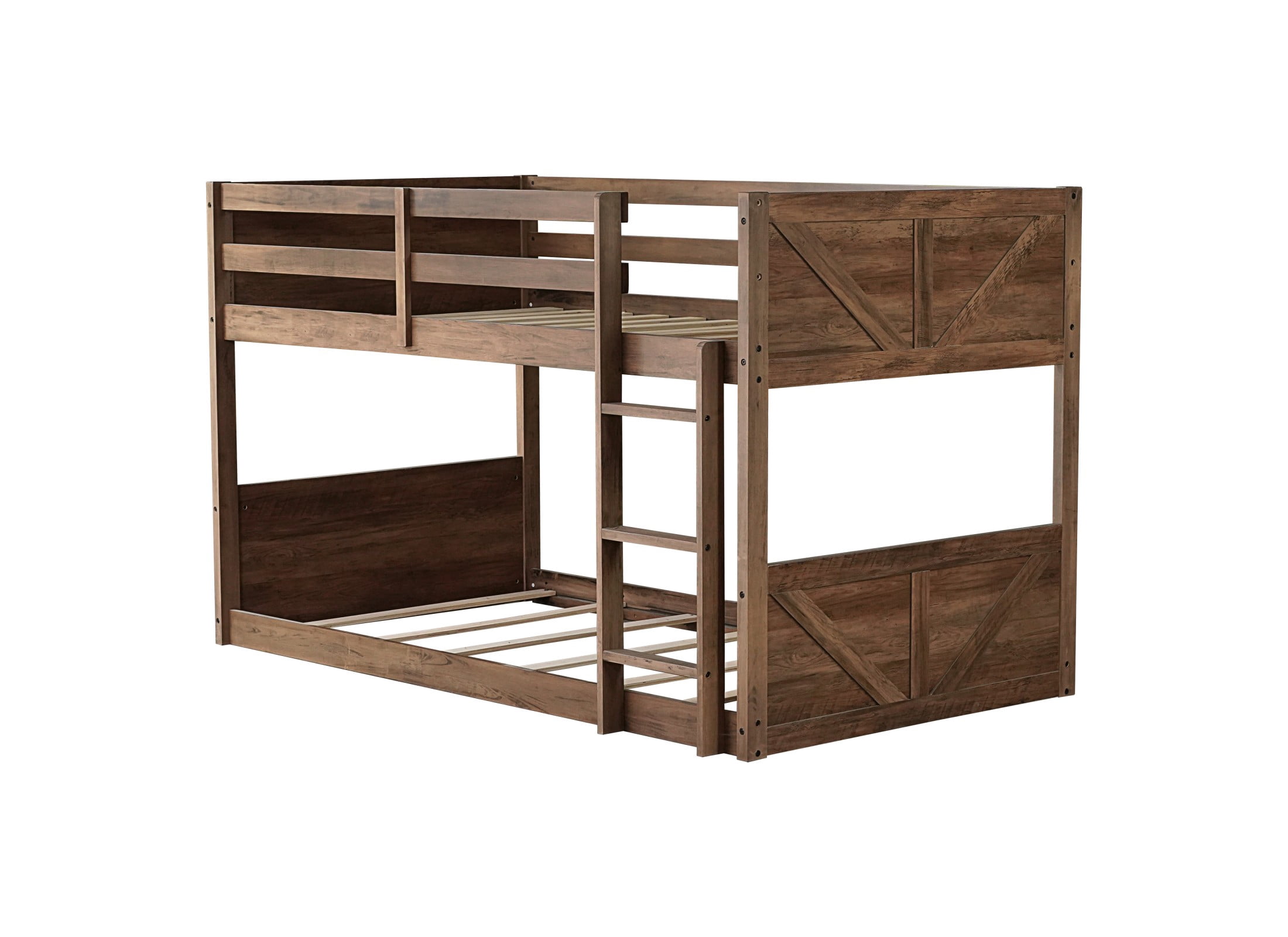 Aukfa Bunk Bed Twin over Twin, Heavy Duty Wood Bed Frame for Home/Dorm/Apartment, Brown