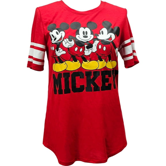 Disney Mickey Mouse Three Junior Football Tee, S-3XL (Women's)