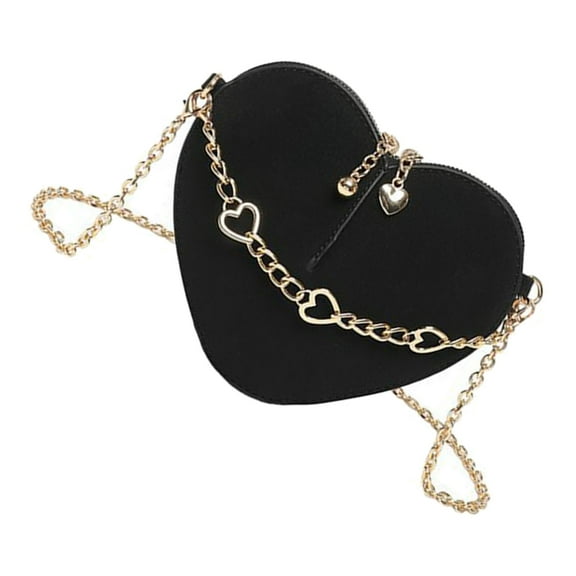 Yoetaun Heart Shaped Crossbody Bag Fashionable PU Leather Shoulder Bags with Chain Strap Satchel Purse for Women and Teens Black