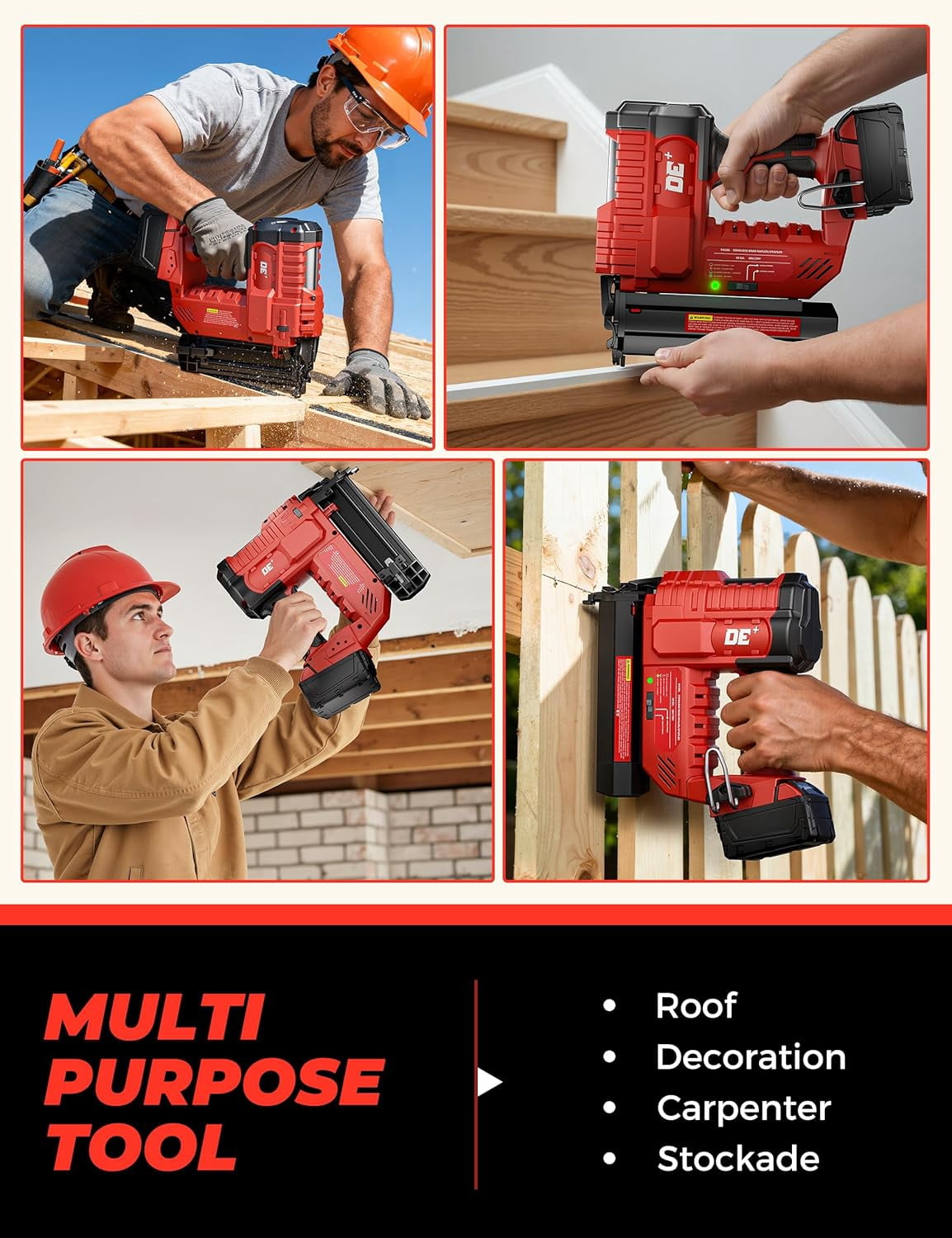 18V Cordless 18GA Brad Nailer, 2 in 1 Electric Stapler Gun for Milwaukee 18V Battery (Bare Tool)