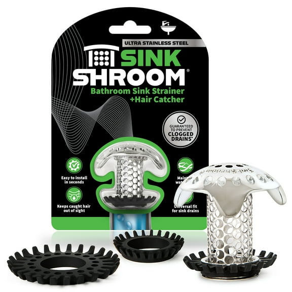 SinkShroom SSULTR321 Ultra Revolutionary Bathroom Sink Drain Protector, Stainless Steel, Each