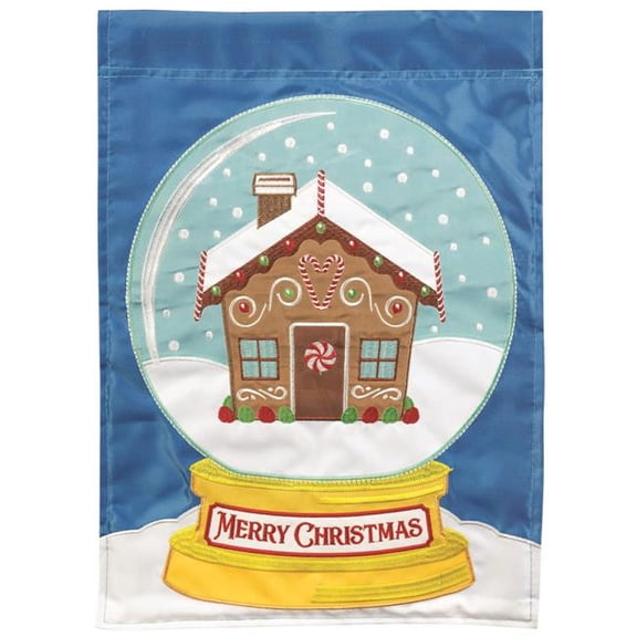 13 x 18 in. Gingerbread Snowglobe Double Applique Garden Flag
