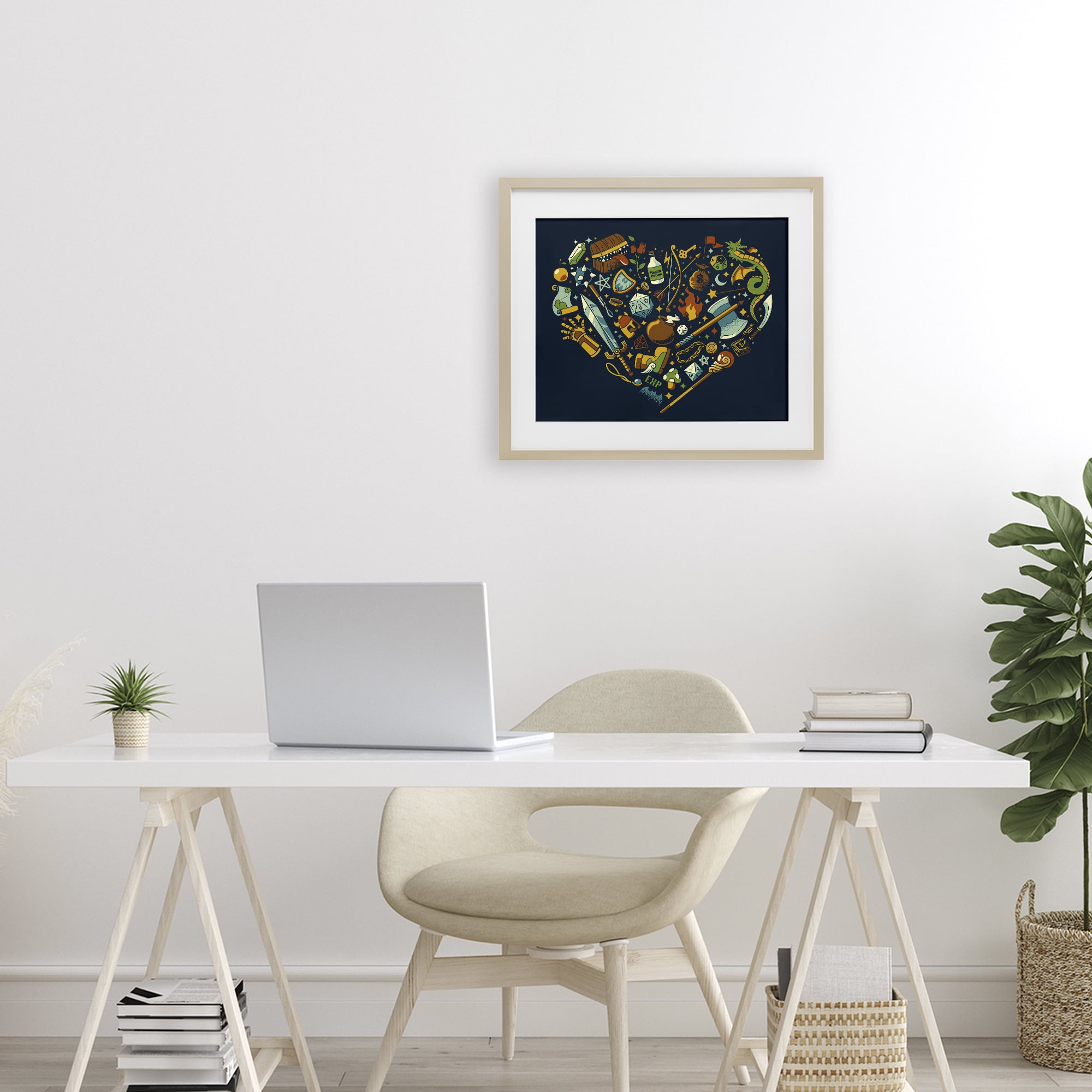Stupell Industries Board Game RPG Trinkets Birch Framed Print Under Glass, design by Tobe Fonseca