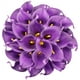 thumbnail image 1 of XmhyTop Mini ramos de novia artificiales de 15" con 10 tallos de lirio de cala, flores artificiales de látex con tacto real para decoración de fiestas en el hogar (morado oscuro), 1 of 5