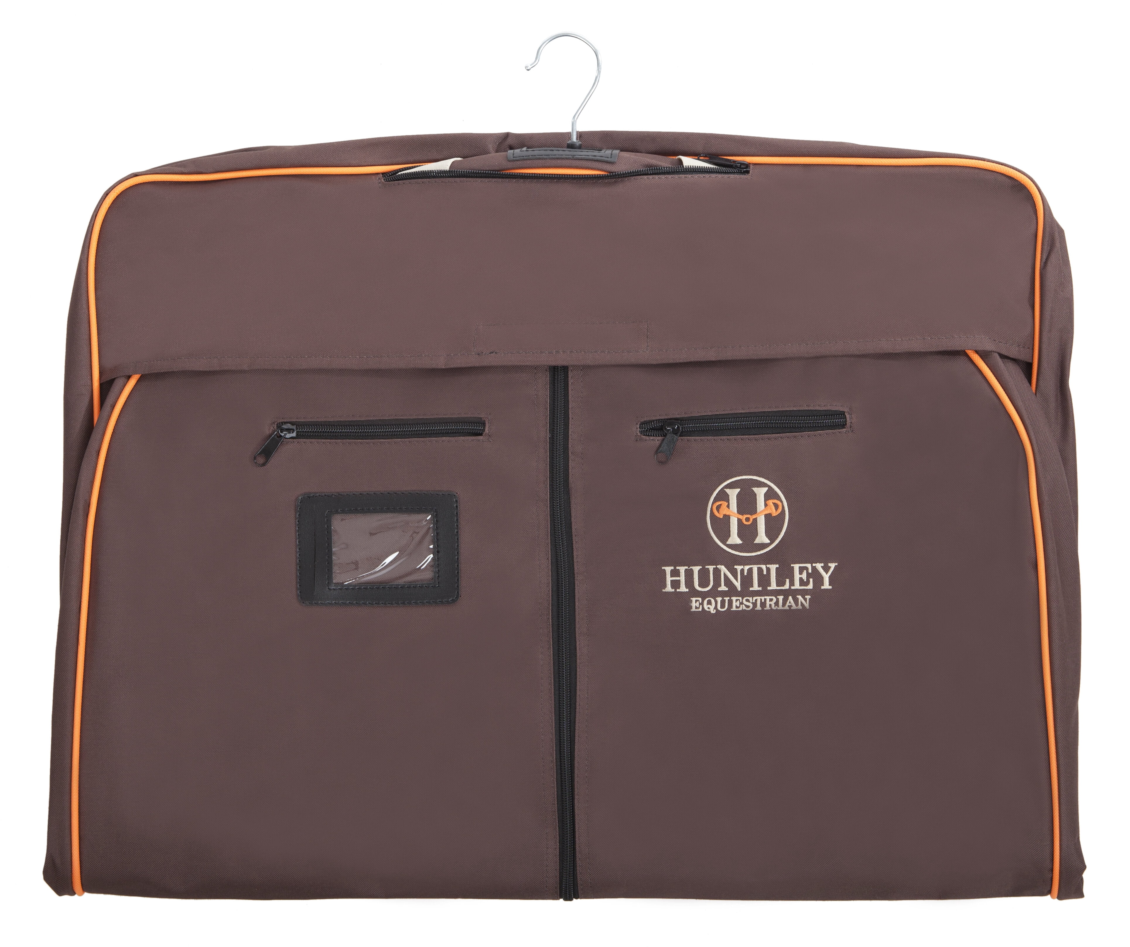 Huntley Equestrian Deluxe Travel Garment Bag Zipper, Closure Cover, Traveling Equestrian Bag Collection - Brown