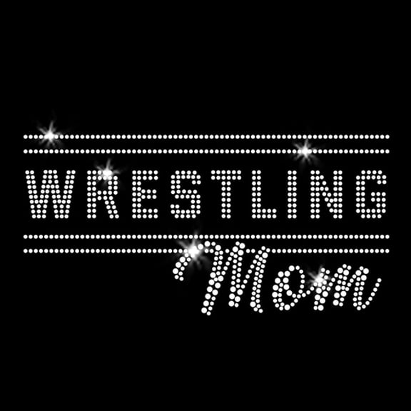 JCS Rhinestones Wrestling Mom Sparkly Iron-on Rhinestone Clear Crystal Bling Transfer