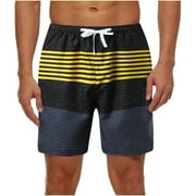 Christmas Gifts Deals for Days,Jovati Men's SwimTrunks Quick Dry Knee Length Drawstring Waist Beach Swim Trunks Board Striped Shorts on Clearance