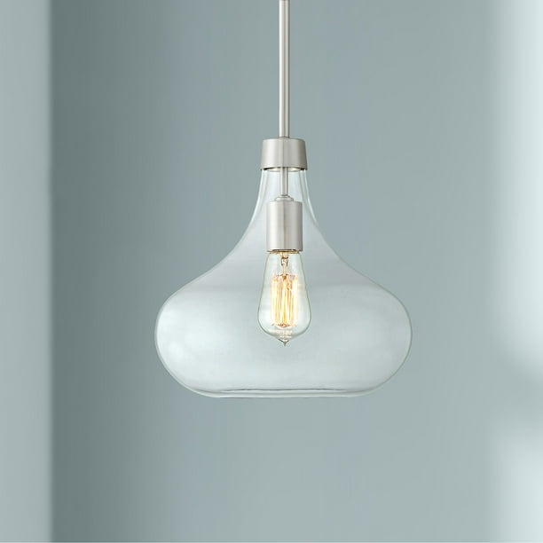 Possini Euro Design Brushed Nickel Mini Pendant Light 11 Wide Modern Clear Glass Fixture For Kitchen Island Dining Room Com Brushed Nickel Mini Pendant Light, How To Clean Clear Glass Light Fixtures