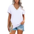 thumbnail image 2 of EHRWE Womens T Shirts V-Neck Short Sleeve Summer Tops Women's Shirt Casual Blouse Tunic 2025 Fashion V Neck Outfits Clothes Fashion Clothes, 2 of 7