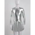 thumbnail image 3 of YIZYIF Girls Metallic Pleated Dance Dress Long Sleeve Bronzing Jazz Hip Hop Performance Costume Back Zipper Dancewear, 3 of 7