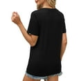 thumbnail image 5 of Black Women's Short Sleeve T-shirt, Womens Tops Summer Short Sleeve V Neck Blouses Business Casual Loose Fit Tshirts Trendy Fashion Outfits,Women's Short sleeve T-shirt L, 5 of 6