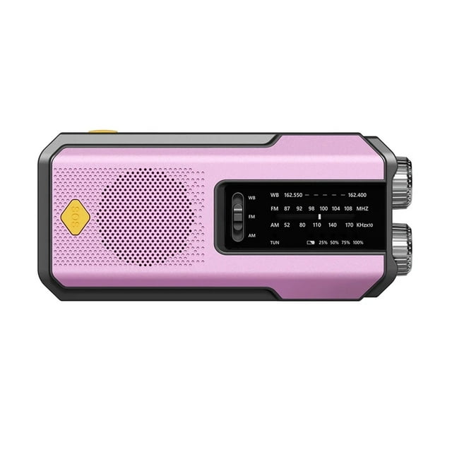 2000mAh Multifunctional Hand Crank Radio Type-C Rechargeable Weather Radio Power Bank Phone Charger Solar Disaster Prevention ,Handy Bright