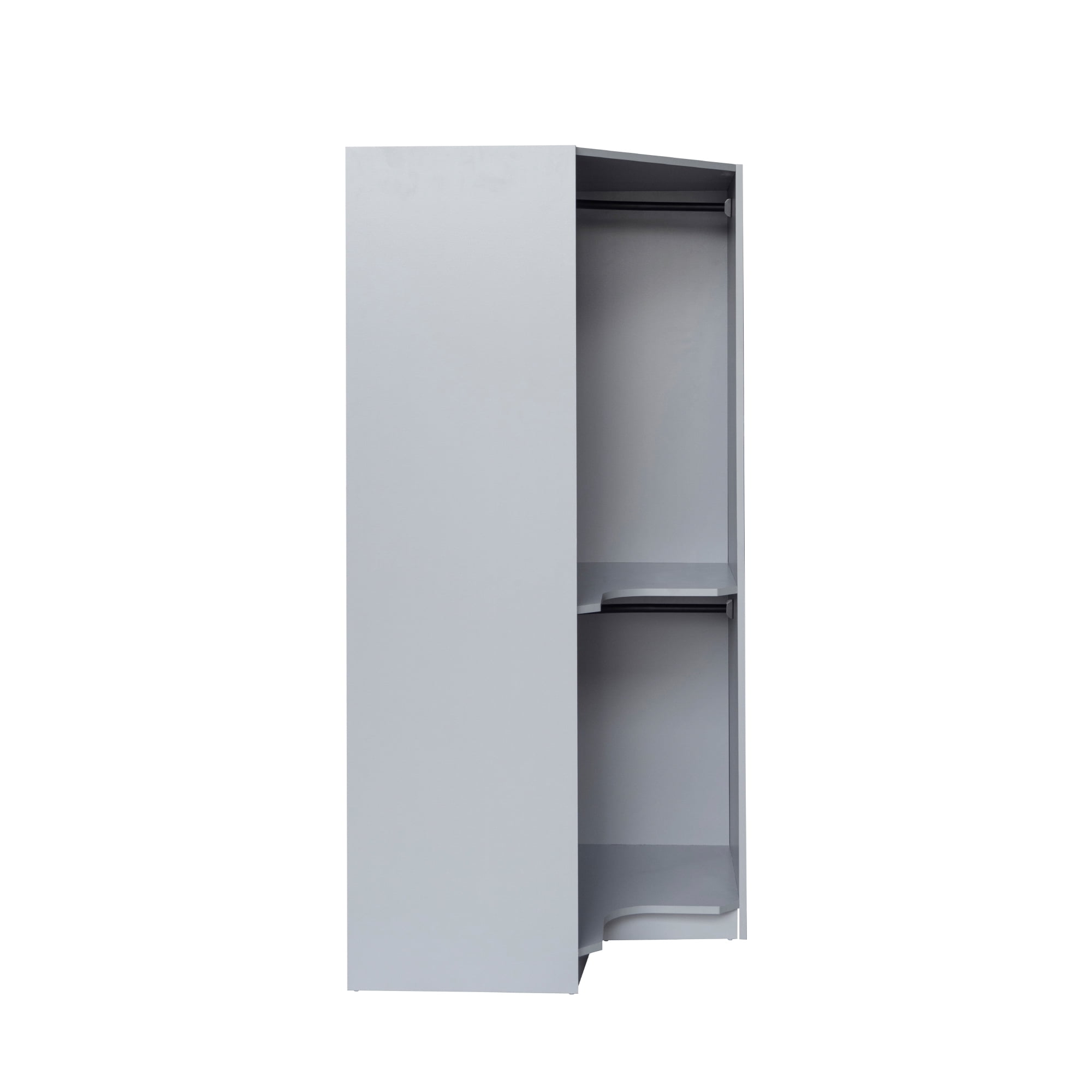 Euroco Modern Wood 63.6" Armoires, Polygon Corner Wardrobe for Kids Adults, Gray