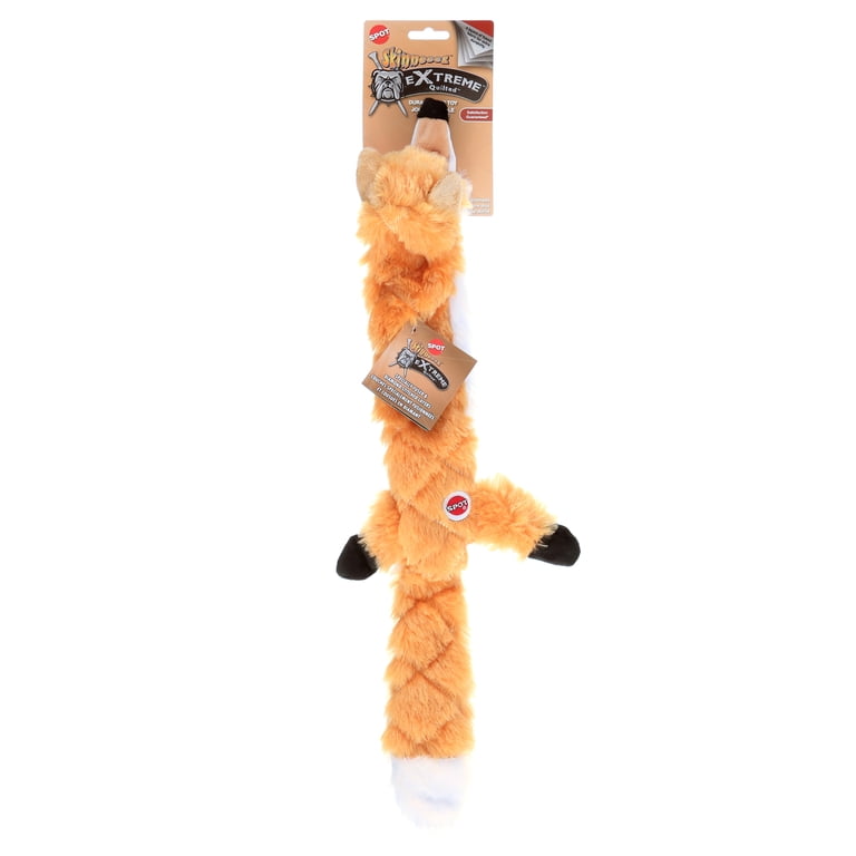 SPOT Skinneeez Extreme Quilted, Stuffing-Free, Squeaky Fox Dog Toy