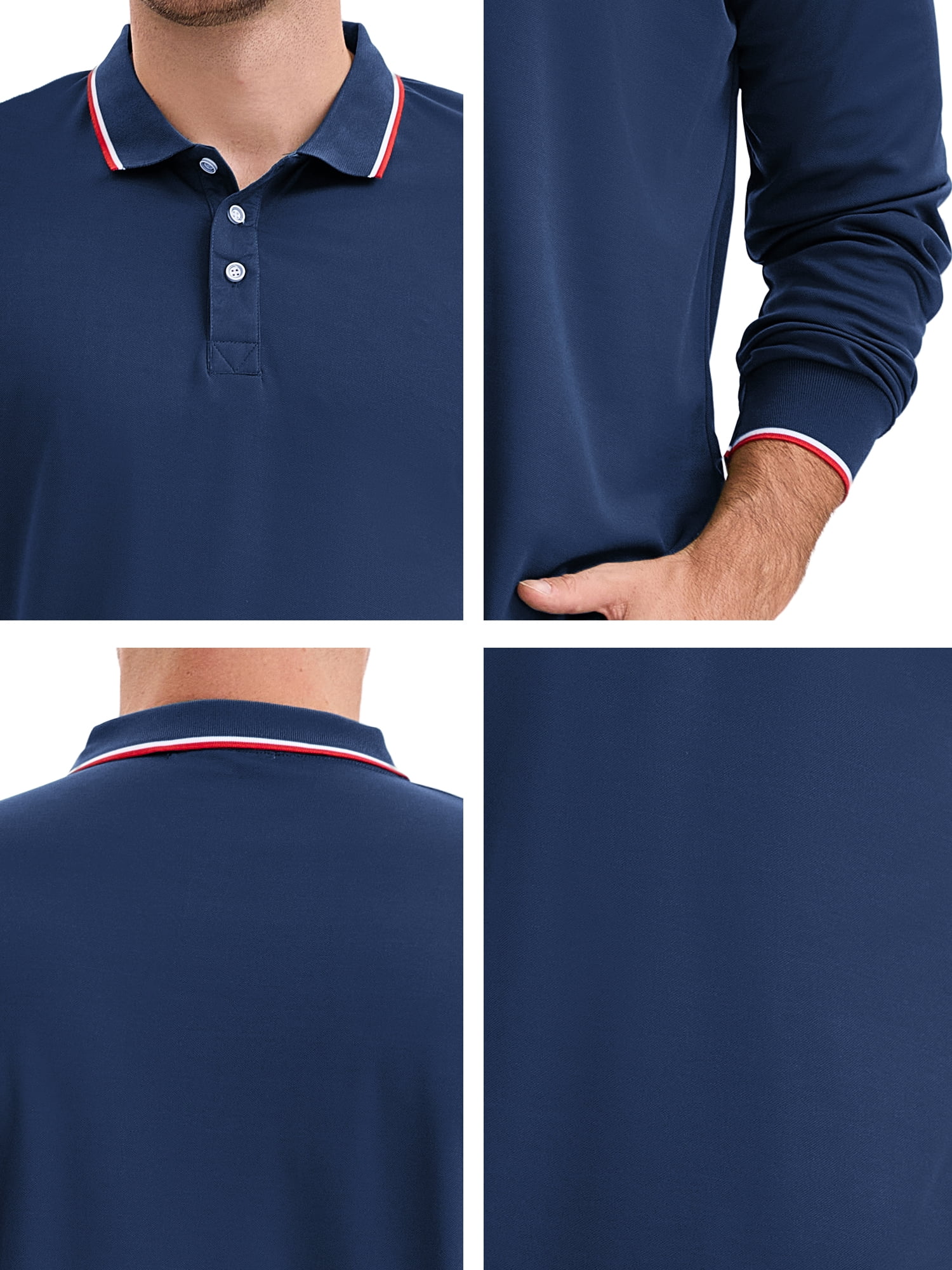 DARING DIVA Men's Classic Regular Fit Long Sleeves Business Golf Polo Shirt M Navy Blue