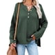 thumbnail image 1 of Suéter de punto de manga larga con cuello en V y botones, cárdigan con abertura lateral, suéter informal para mujer, verde M, 1 of 5