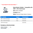 thumbnail image 2 of Brake Master Cylinder - Compatible with 2009 - 2012 Ford Escape 2010 2011, 2 of 2