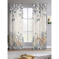 thumbnail image 2 of Blue Beige Coastal Sheer Curtains 63 Inch Length 2 Panels Set for Living Room/Bedroom, Beach Starfish Summer Eucalyptus Rustic Kitchen Curtains Grommet Semi-Sheer Curtains Window Treatments 42"x63"x2, 2 of 7