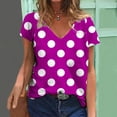 thumbnail image 2 of Inverlee T Shirts for Women V Neck Dressy Casual Short Sleeve Tops Plus Size Dot Print Shirts Comfy Holiday Tunic Blouse Tee, 2 of 6