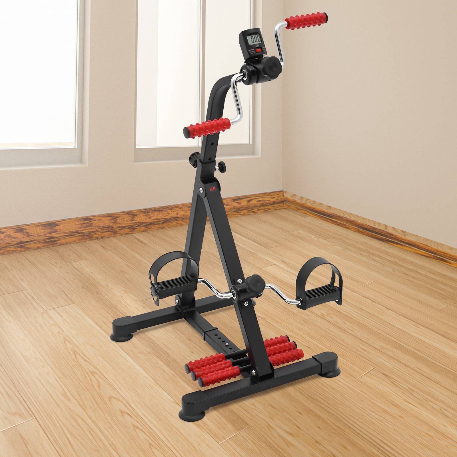 Pedal Exerciser for Physical Therapy & Arm/Leg Workout, Under Desk Bike Pedal Exerciser with 8-Level Adjustable Resistance, LCD Monitor