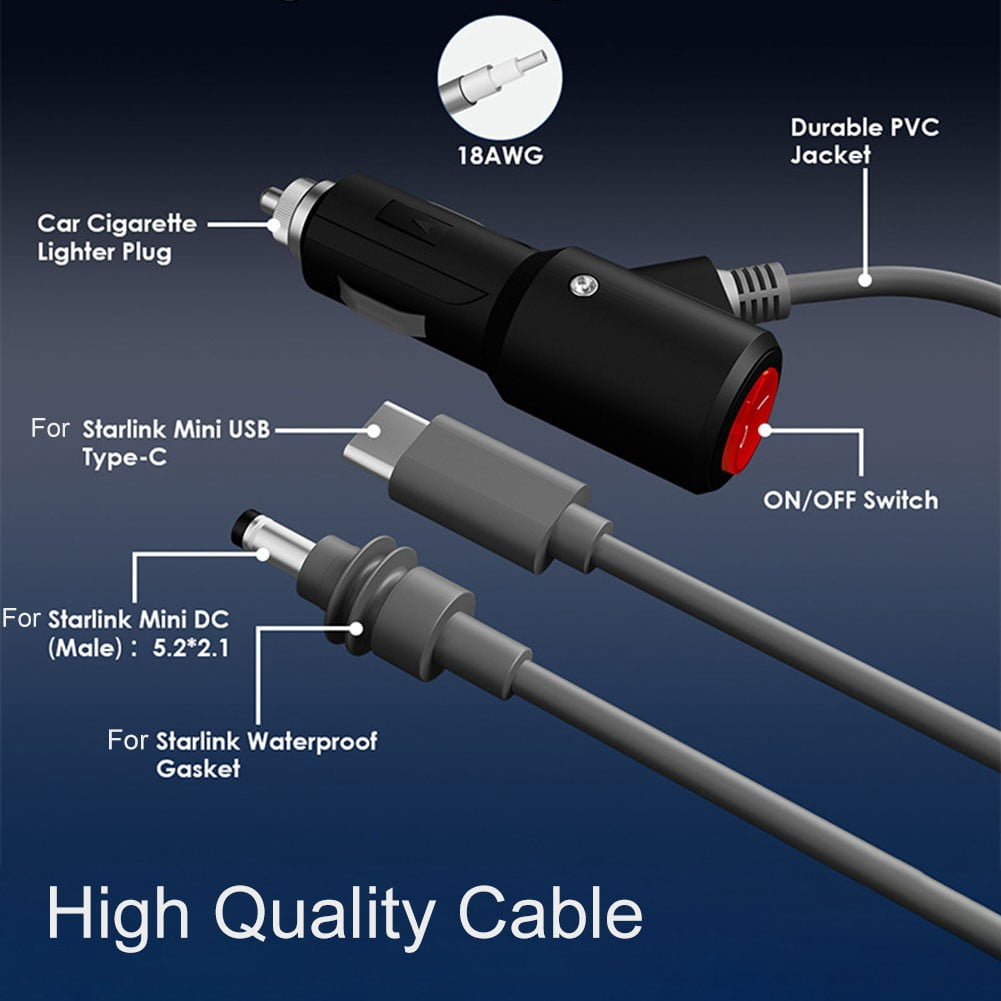 For Starlink Mini 3 in 1 DC Power Cable Extension Cord Waterproof