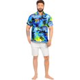 thumbnail image 2 of HAPPY BAY Men's Hawaiian Shirts Short Sleeve Button Down Shirt Men's Party Shirts Casual Holiday Summer Tropical Island Shirts for Men Funny XXL Beach, Blue, 2 of 6