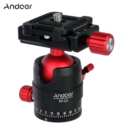 Image of MT-C3 Compact Size Panoramic Tripod Ball Head Adapter 360° Rotation Aluminium Alloy with Quick Release Plate