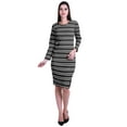 thumbnail image 3 of Moomaya Printed Full Sleeve Bodycon Dress for Women Scoop Neck Side Slit Casual Clothing, 3 of 8