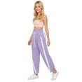 thumbnail image 7 of Sewkxo Womens Baggy Fit Wide Leg Trouser Casual Drawstring Elastic Waist Quick Dry Tracktrousers 2026 Fashion Contrast Color Striped Trousers with Pockets,Purple S, 7 of 7