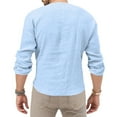 thumbnail image 4 of IROINNID Plain Long Sleeve Shirts for Men Loose Formal Solid Color Shirt Top Turndown Collar Blouse & Shirt On Sale,Sky Blue, 4 of 7