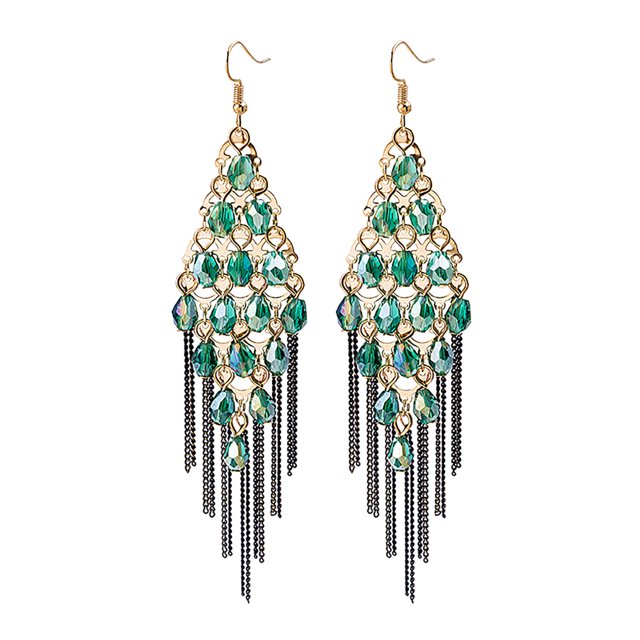 Pendientes de mujer Pendientes de borla de cadena larga de cristal de moda de diamante Wmkox8yi sjalhkljlk182