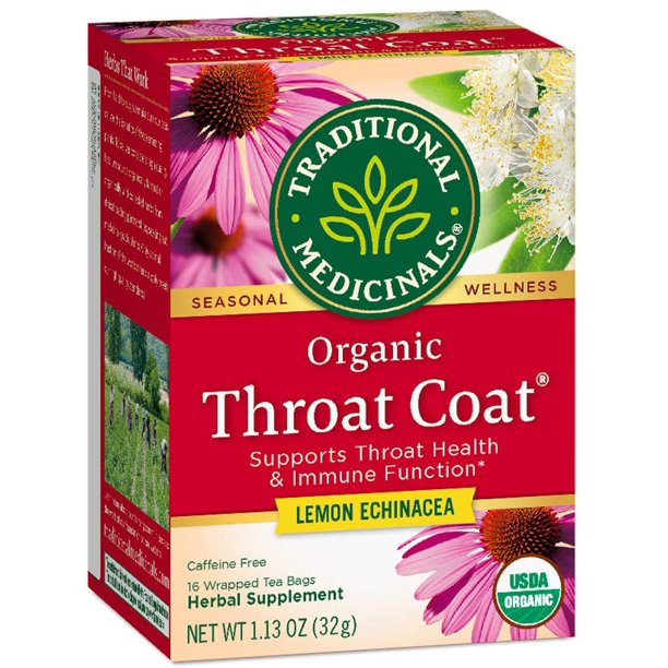 Traditional Medicinals Organic Throat Coat Lemon Echinacea Herbal Tea