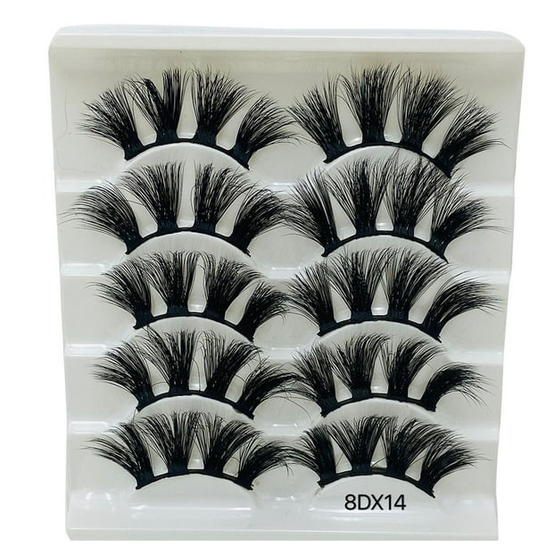 Pestañas naturales, pestañas postizas, pestañas cortas, pestañas postizas de visón tenues, 5 pares de pestañas postizas naturales, maquillaje natural, cejas postizas negras gruesas.