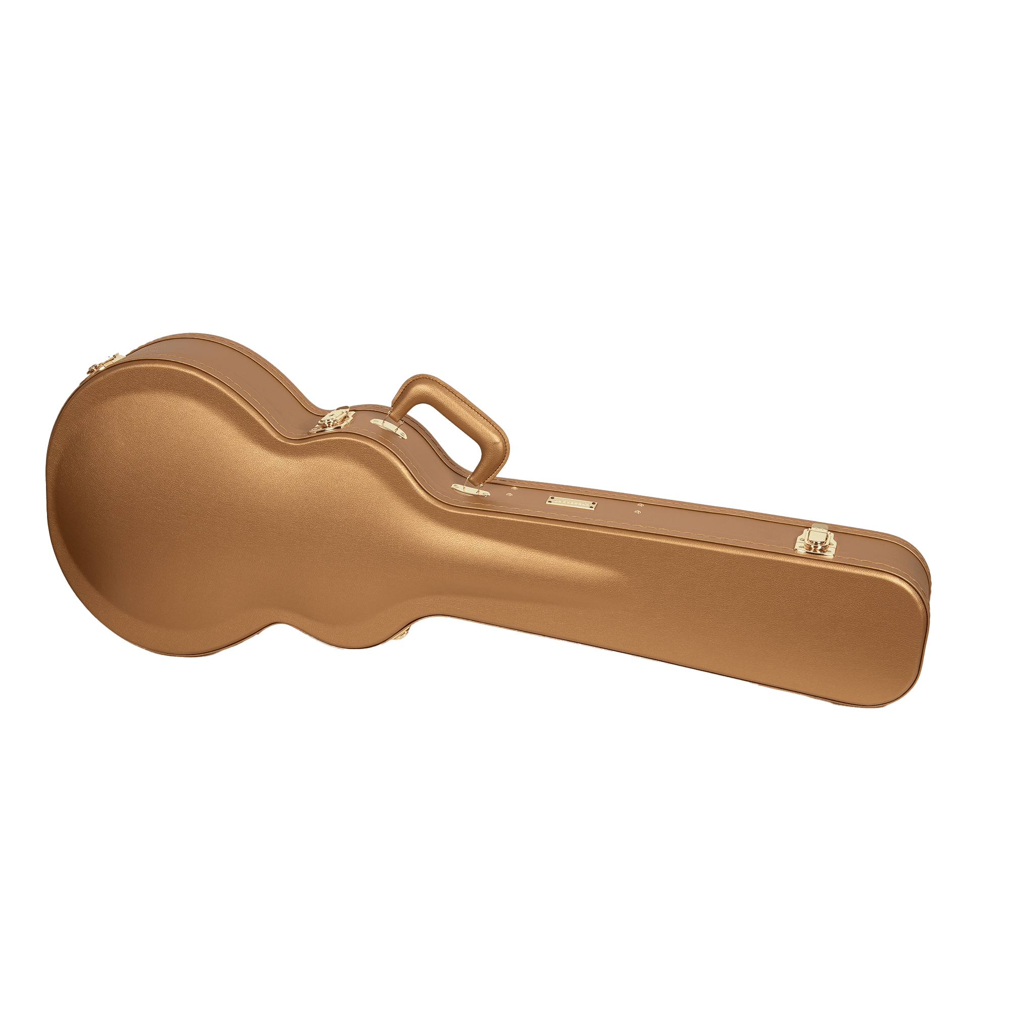 Crossrock Designer Series- Wooden Case for Les Paul Electric Guitar- Security Lock, Metal Feet, Storage Space- Luxury Gold