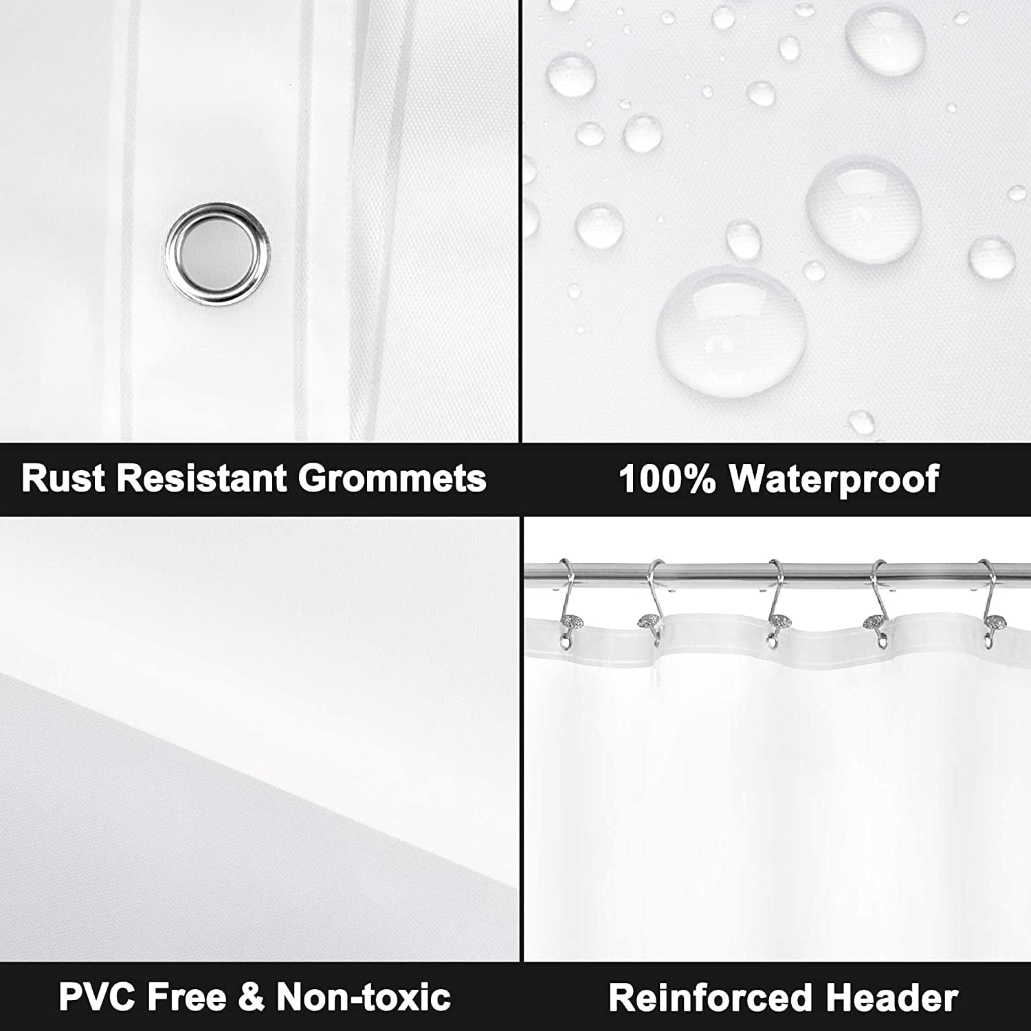 Extra Long Shower Curtain Liner with 6 Magnets - 72" x 84" XL, Waterproof PEVA Shower Liner for Bathroom, PVC Free, Metal Grommets - Frost, 72x84 (Pack of 2)