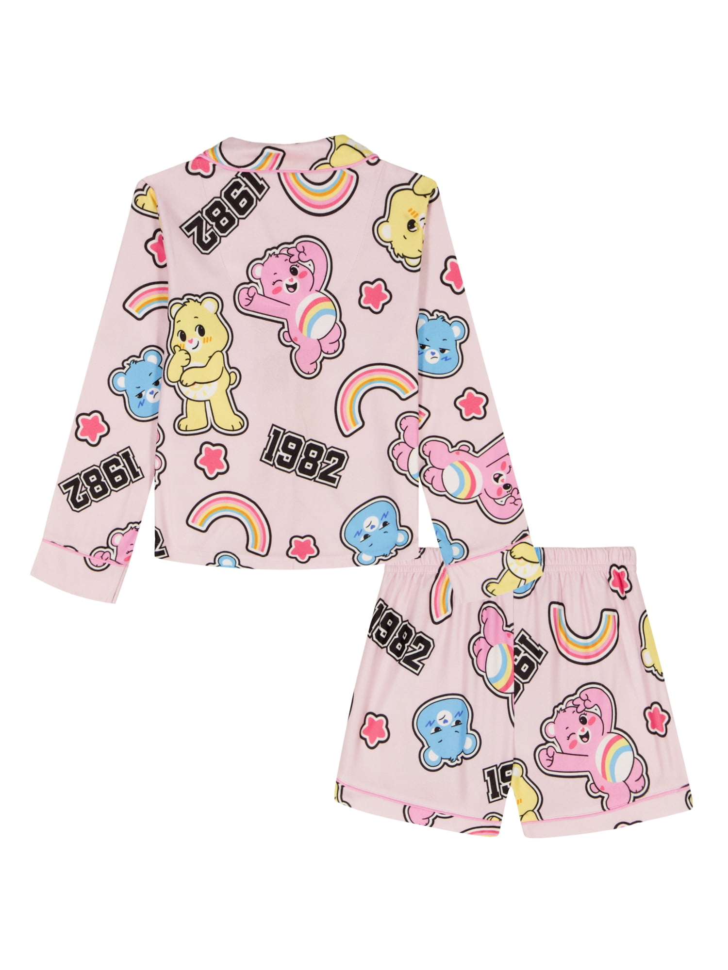 Care Bears Girls Long Sleeve Coat and Shorts Pajama Set, 2-Piece, Sizes 4-16