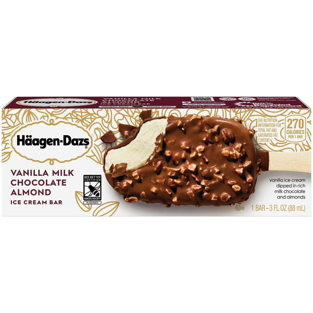 HAAGENDAZS Vanilla Milk Chocolate Almond Ice Cream Bar 3 fl. oz. Box