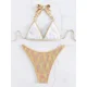 thumbnail image 5 of Conjunto de bikini de malla de manga larga para mujer, traje de baño de retazos, falda de playa, traje de baño Sexy, 4 piezas, 5 of 5