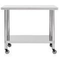 thumbnail image 2 of vidaXL Table de Cuisine avec Roulettes 80x60x85 cm Acier Inoxydable, 2 of 5