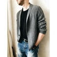 thumbnail image 2 of Kukuzhu Men's Shawl Cardigan Color Block Ribbed Knit Button Down Cardigan Sweaters, 2 of 6