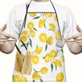 thumbnail image 2 of Yellow Lemon Fruit Flowers White Pattern Apron-Garden Aprons for Women with Pockets-Cotton Linen Waterproof Kitchen Cooking Gardening Aprons Adjustable for Kitchen,Cooking,BBQ and Salon 33x27 Inch, 2 of 7